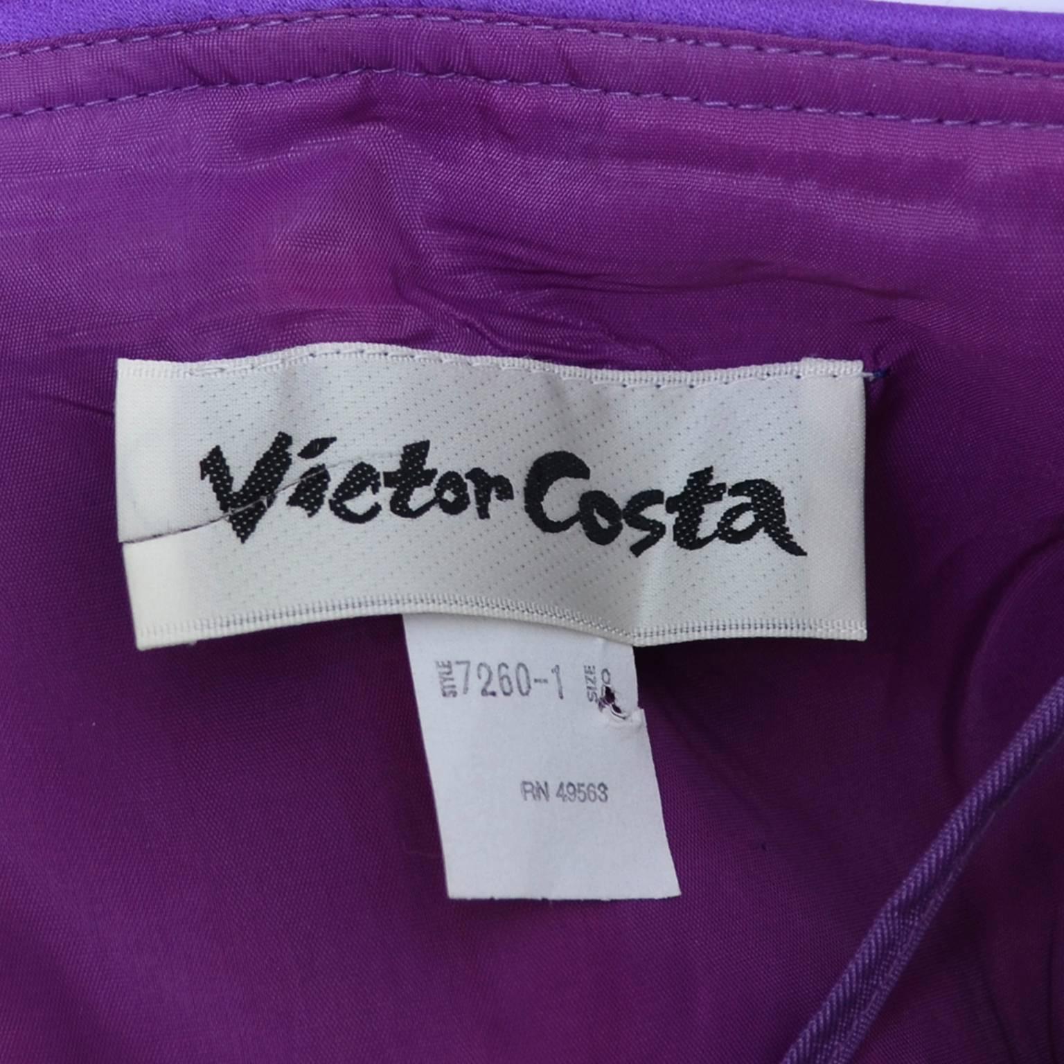 Victor Costa Purple Strapless Vintage Dress Bolero Jacket 1980s Size 8 1