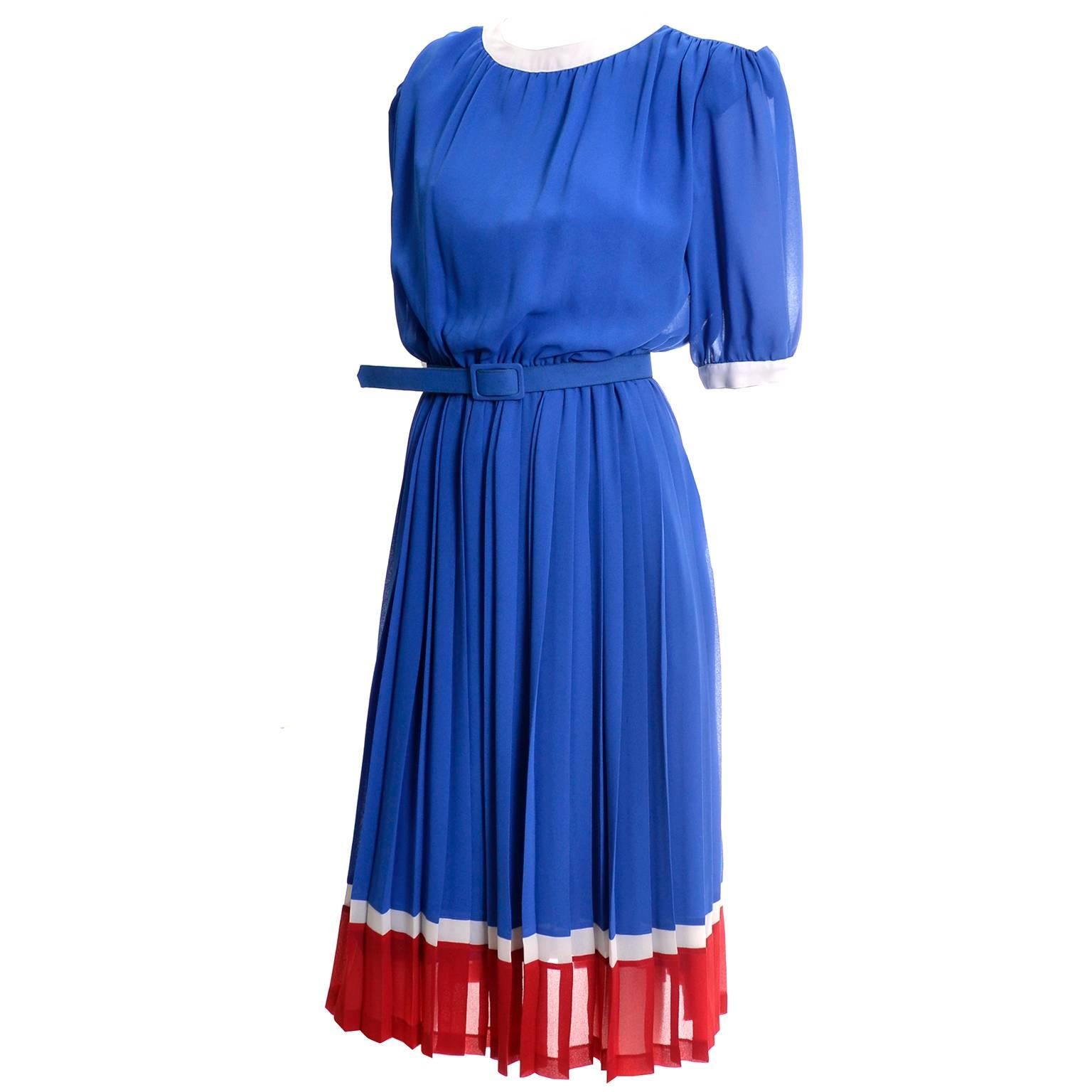 blue white and red dress