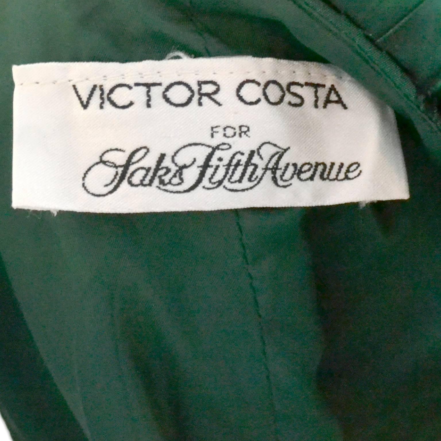 Victor Costa 1980s Vintage Dress Iridescent Green Ballgown Evening Gown 6/8 In Excellent Condition In Portland, OR