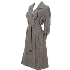 Wool 1990s Vintage YSL Trench Coat Tweed Yves Saint Laurent France Size 38 6/8