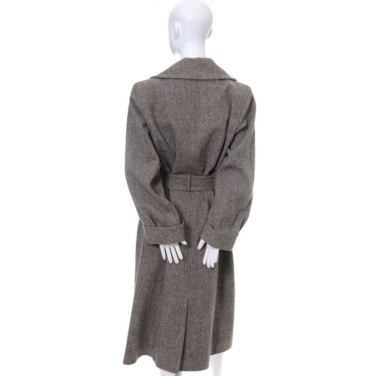 Wool 1990s Vintage YSL Trench Coat Tweed Yves Saint Laurent France Size