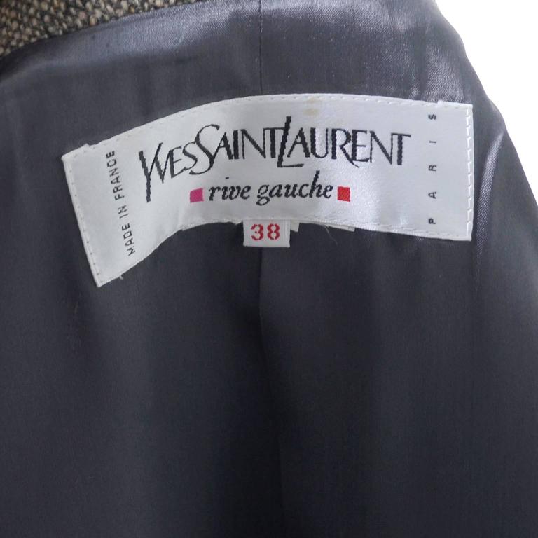 Wool 1990s Vintage YSL Trench Coat Tweed Yves Saint Laurent France Size ...