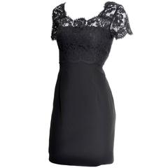 1990s Carmen Marc Valvo Vintage Little Black Dress With Lace Size 4 9
