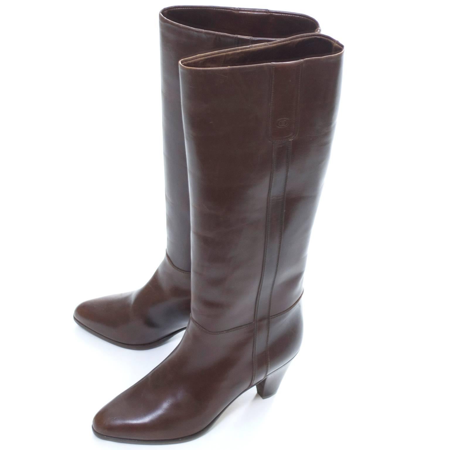 1970s Gucci Vintage Boots Leather Italy Size 39 In Excellent Condition In Portland, OR