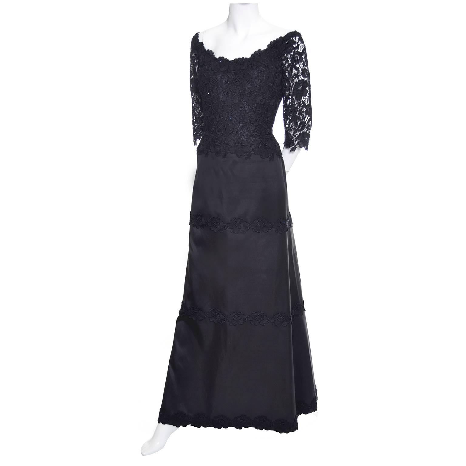 Helen Morley Bergdorf Goodman Vintage Dress Evening Gown in Lace and