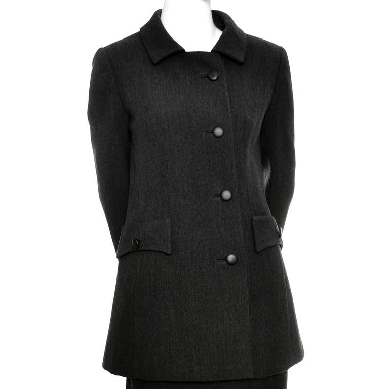 1960s Ben Zuckerman Vintage Suit Skirt Jacket Gray Structured Wool ...