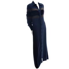 Jean Paul Gaultier Vintage Dress Italy Silk Crepe Velvet Size 6 Navy Blue