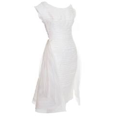 1950s William Cahill Beverly Hills Pleated Organza Vintage Wedding Dress Train 12