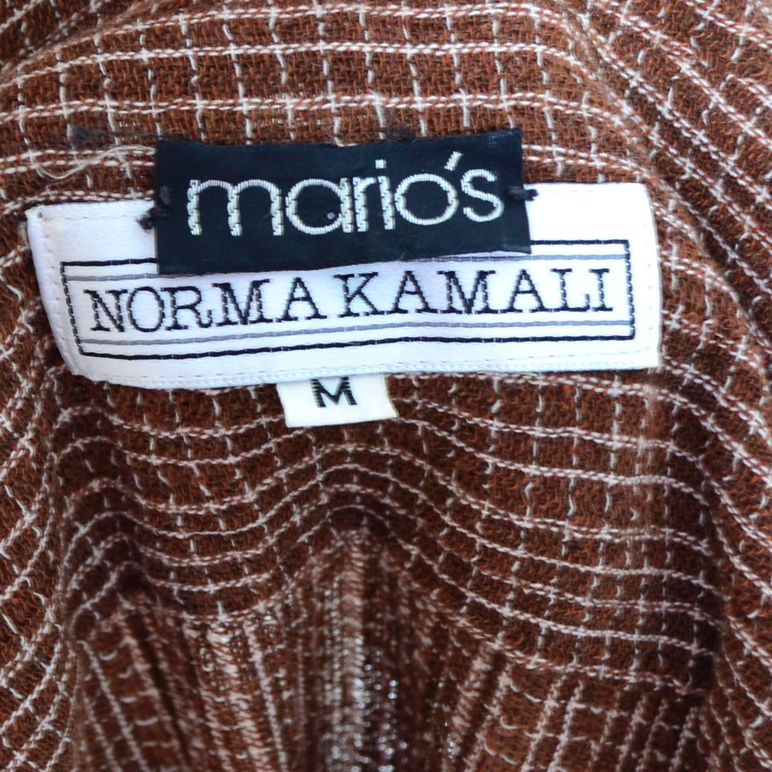 1980s Norma Kamali Vintage Open Front Jacket in Windowpane Check For Sale 2
