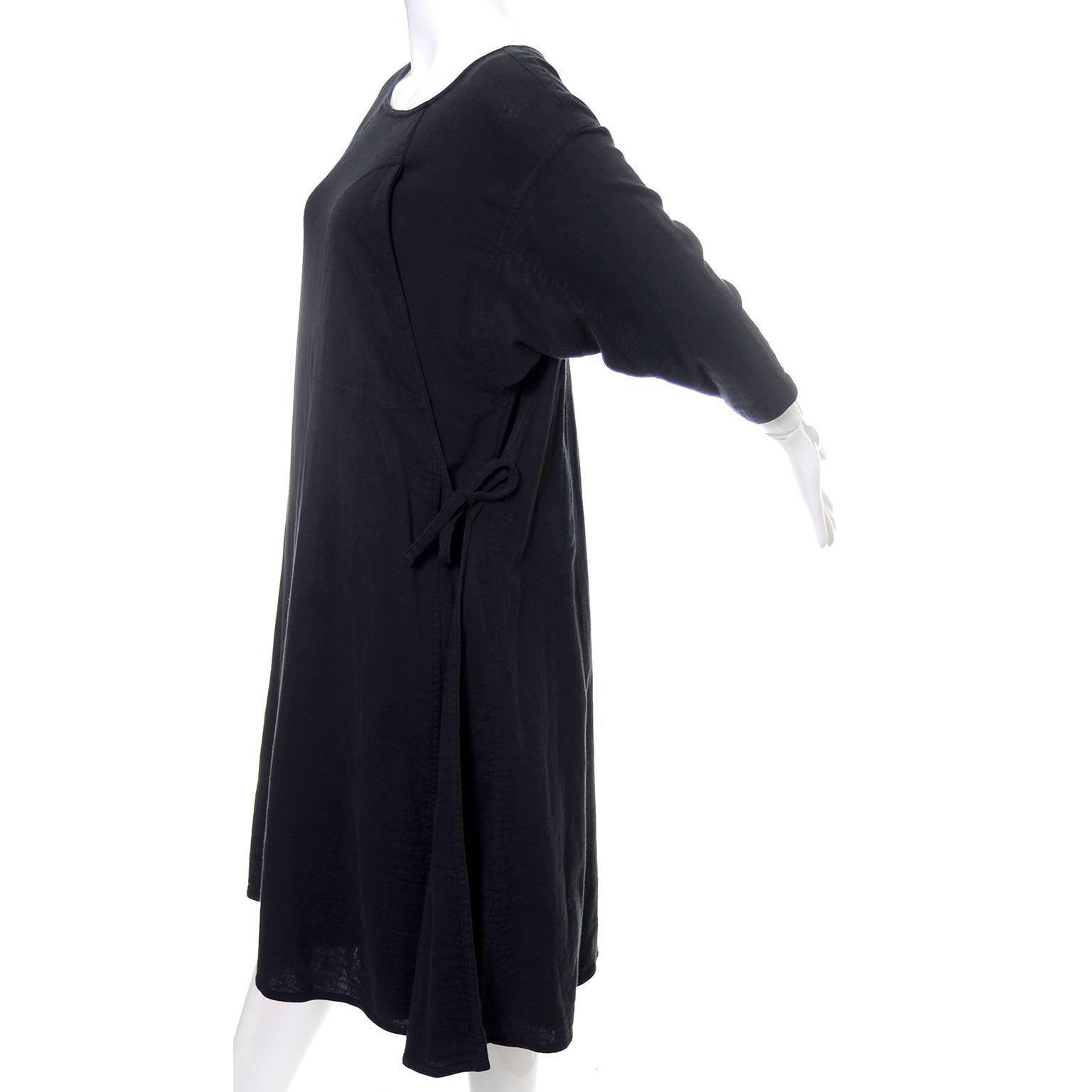 Black Issey Miyake Sport 1980s Cotton Dress or Tunic Made in Japan Minimalist Chic