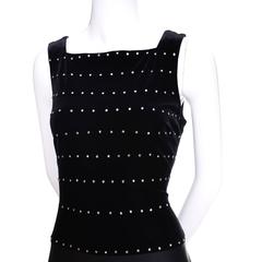 Tadashi Shoji Vintage Dress Black Satin Velvet Evening Gown Rhinestones 6