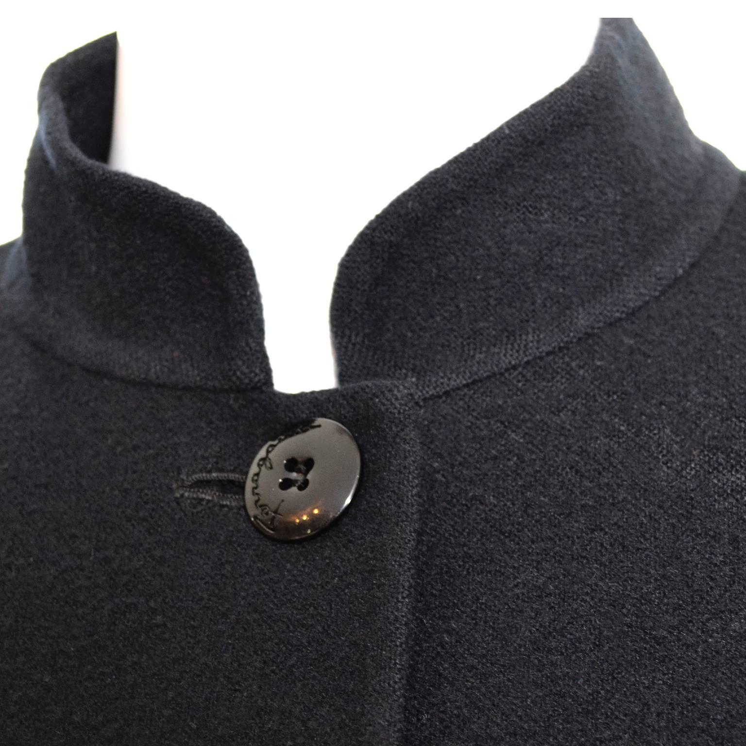 Salvatore Ferragamo - Robe manteau ou manteau en laine noire vintage, taille 10, années 1980 Excellent état - En vente à Portland, OR