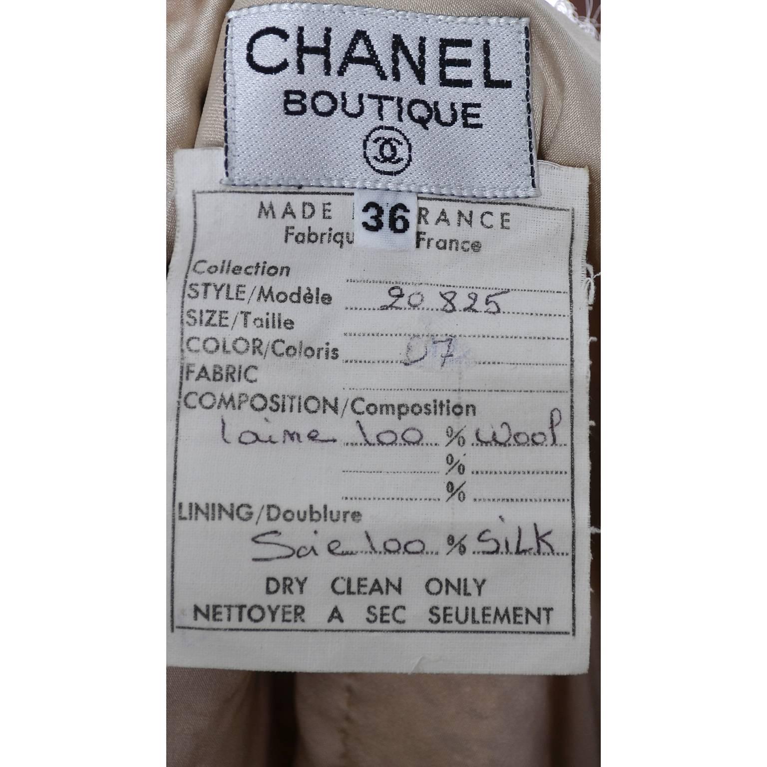 Documented F/W 1988 Vintage Chanel Boutique Skirt Suit Boucle Wool Fringe  1