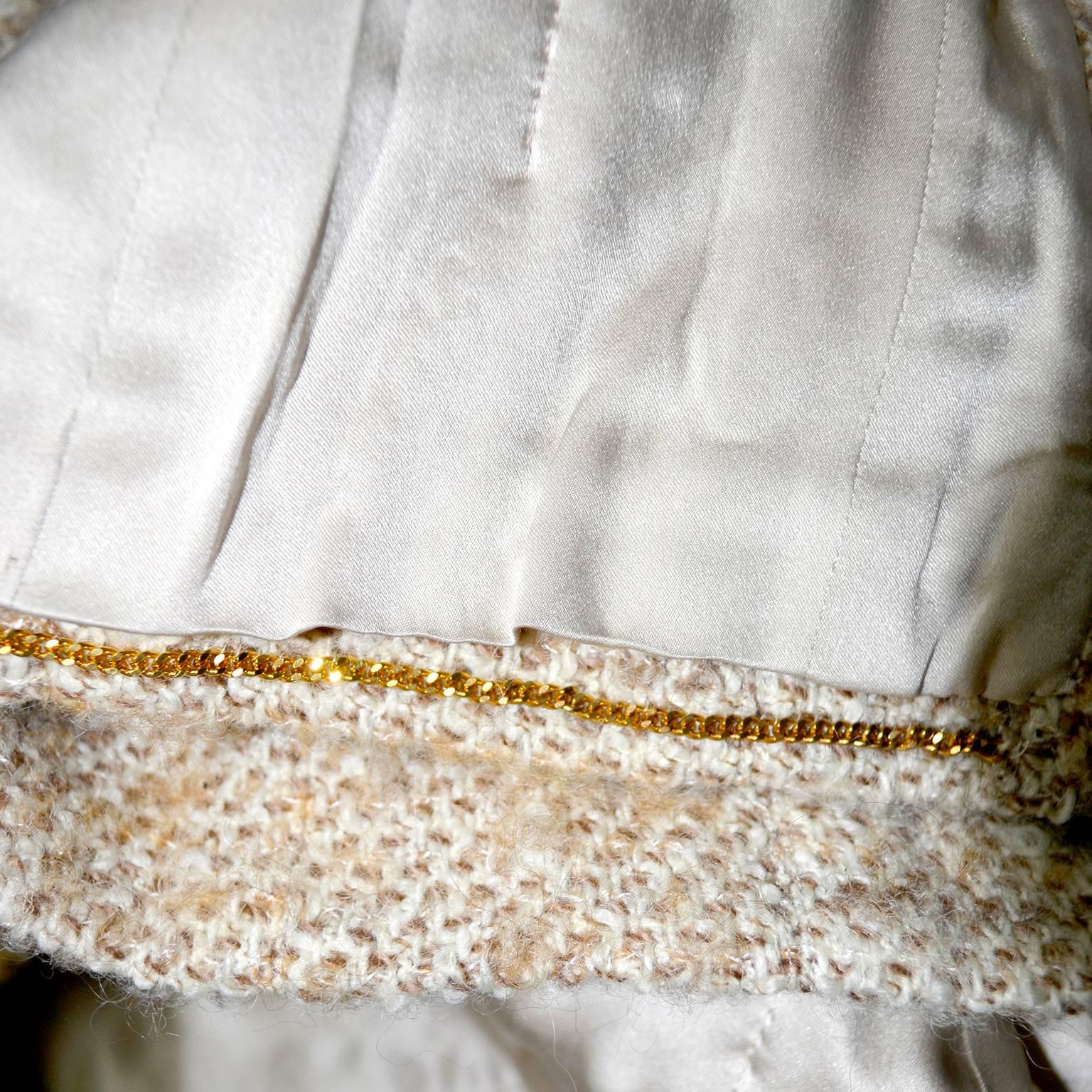 Documented F/W 1988 Vintage Chanel Boutique Skirt Suit Boucle Wool Fringe In Good Condition In Portland, OR