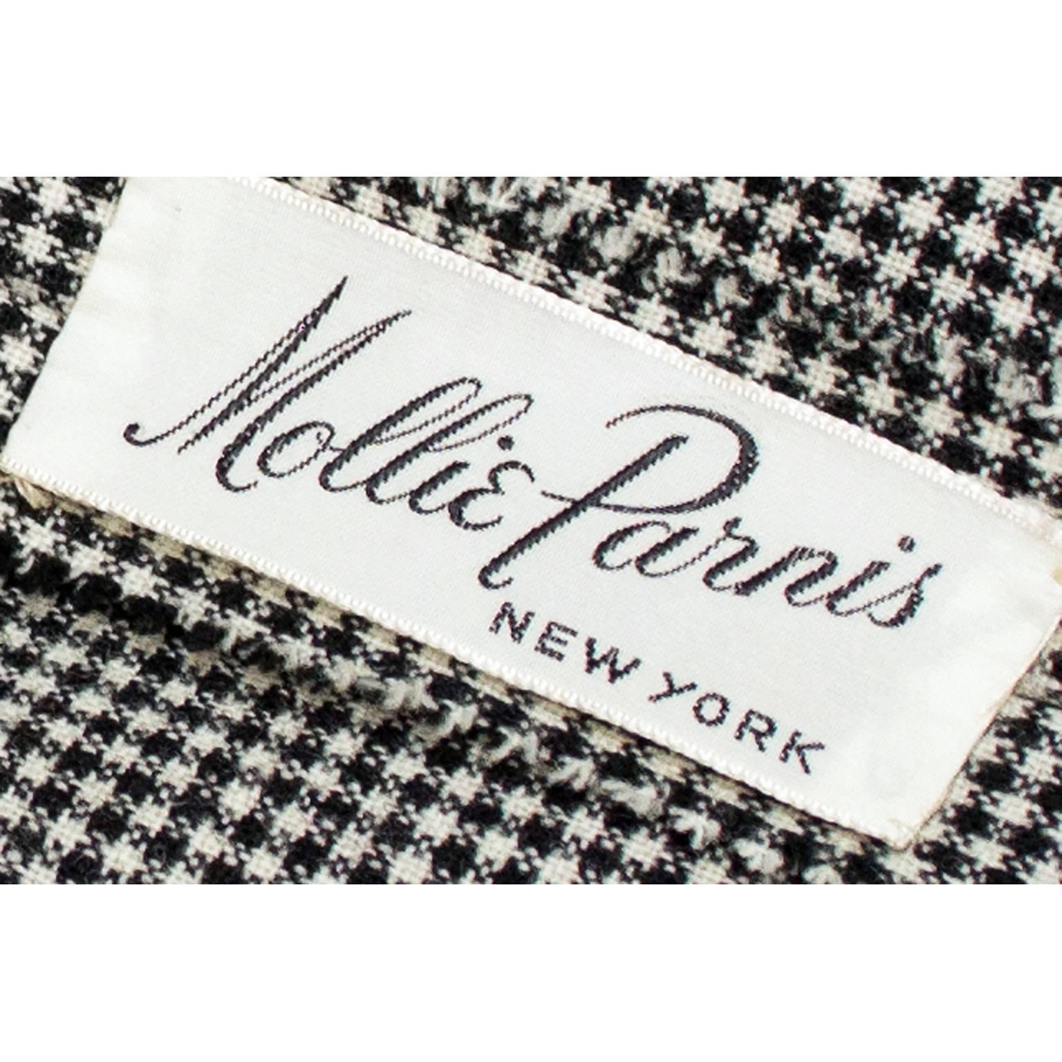 Mollie Parnis VIntage Dress 1951 Documented Hapers Bazaar Black White Check 1