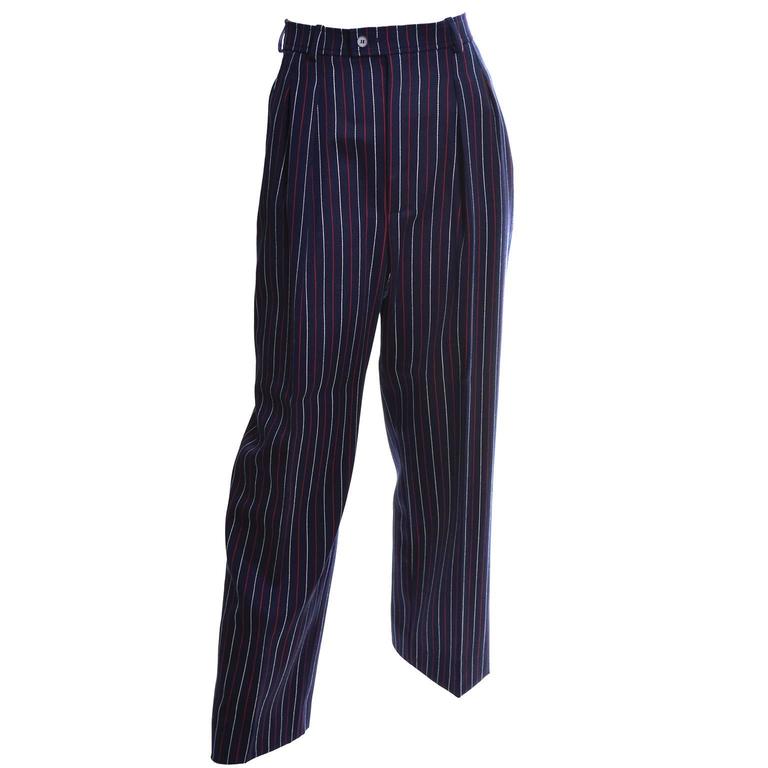 blue trousers with red stripe