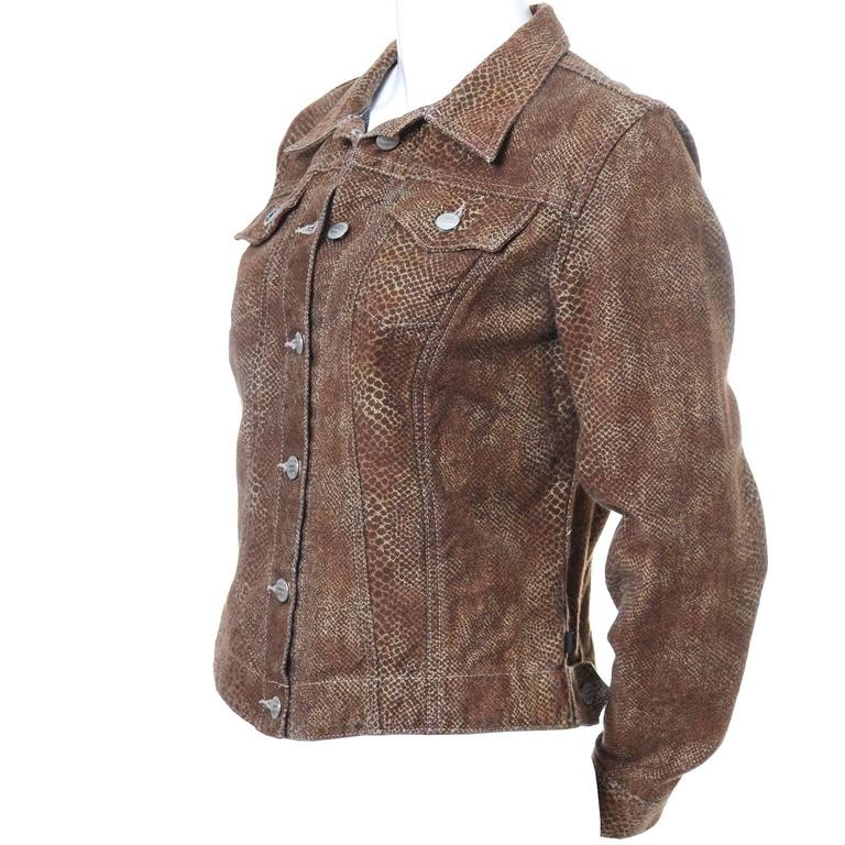 1990s Todd Oldham Vintage Denim Style Jacket Snakeskin Print Size Medium at 1stDibs