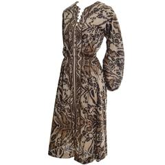1970s Victor Costa I Magnin Vintage Dress Animal Print Jersey 10