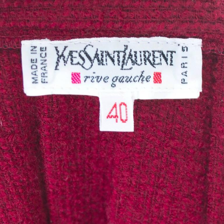 Yves Saint Laurent YSL Vintage Burgundy Red Boucle Wool Pleated 1990s ...