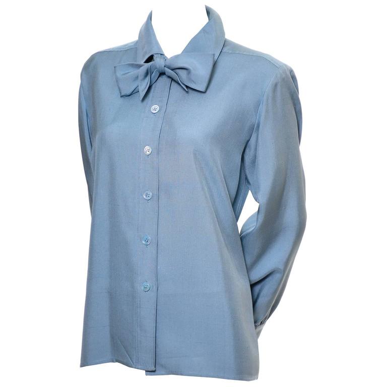 blue bow blouse