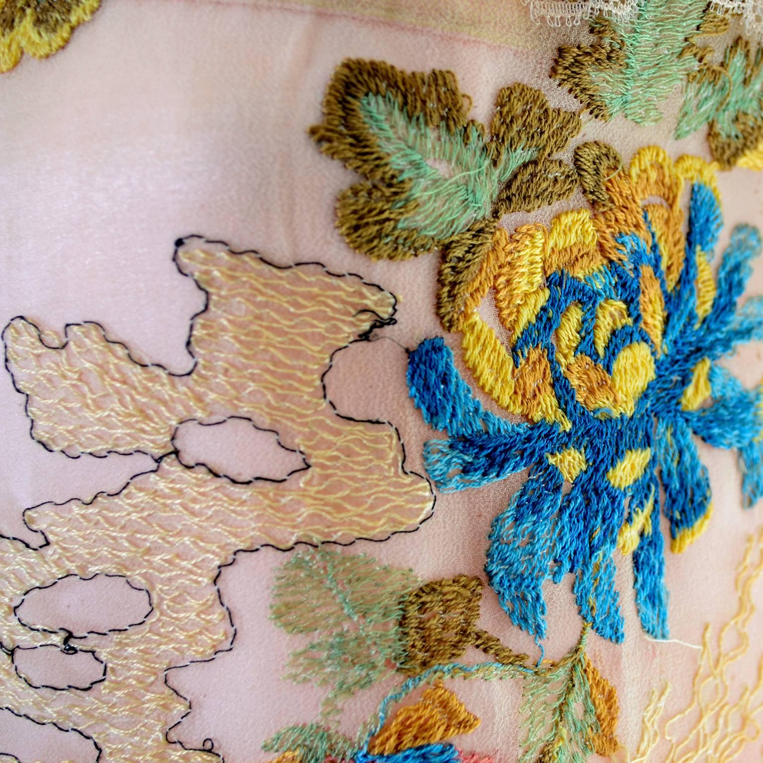 H. Liebes & Co 1920s Vintage Dress Lace Silk Floral Embroidery Original Photo 1