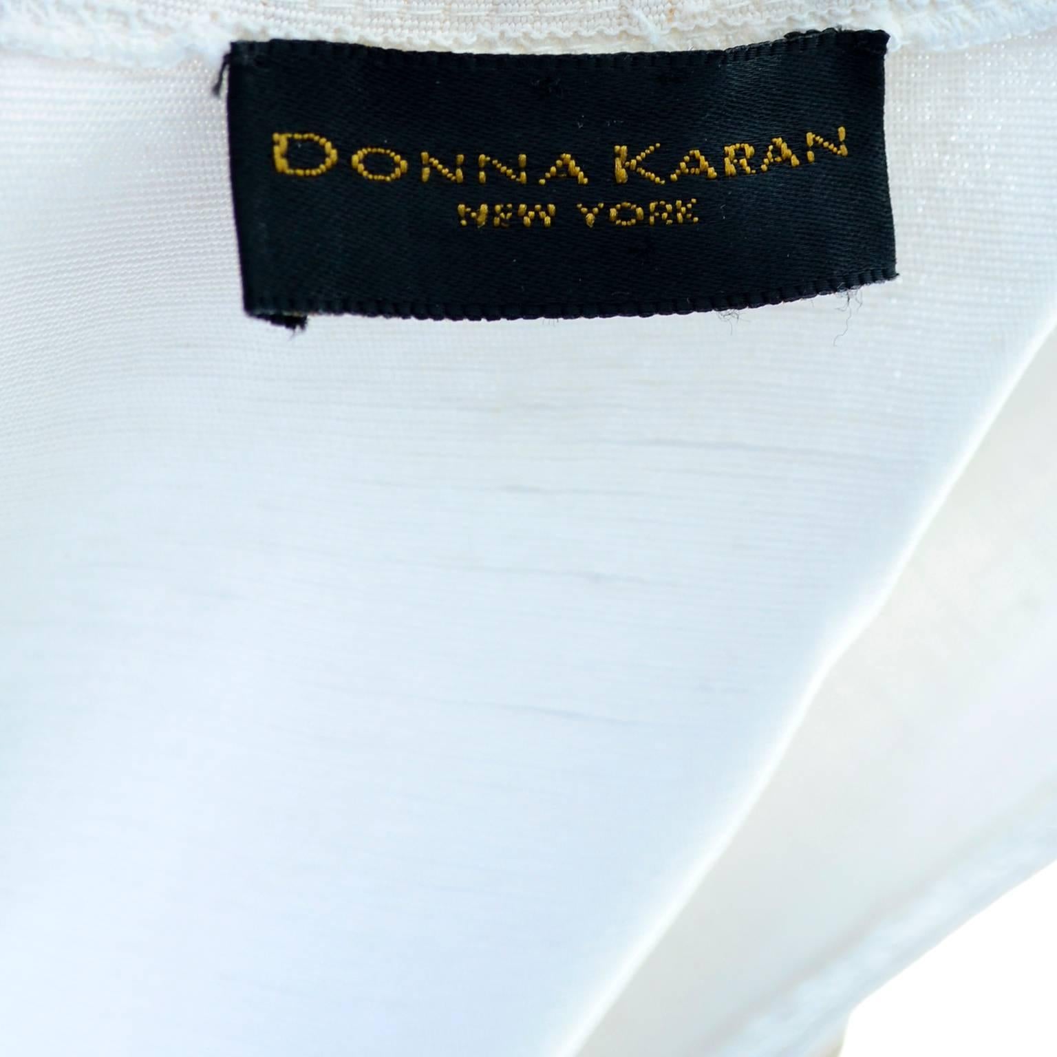 1990s Donna Karan Vintage Ivory Racer Back Dress and Coat Suit Ensemble 3