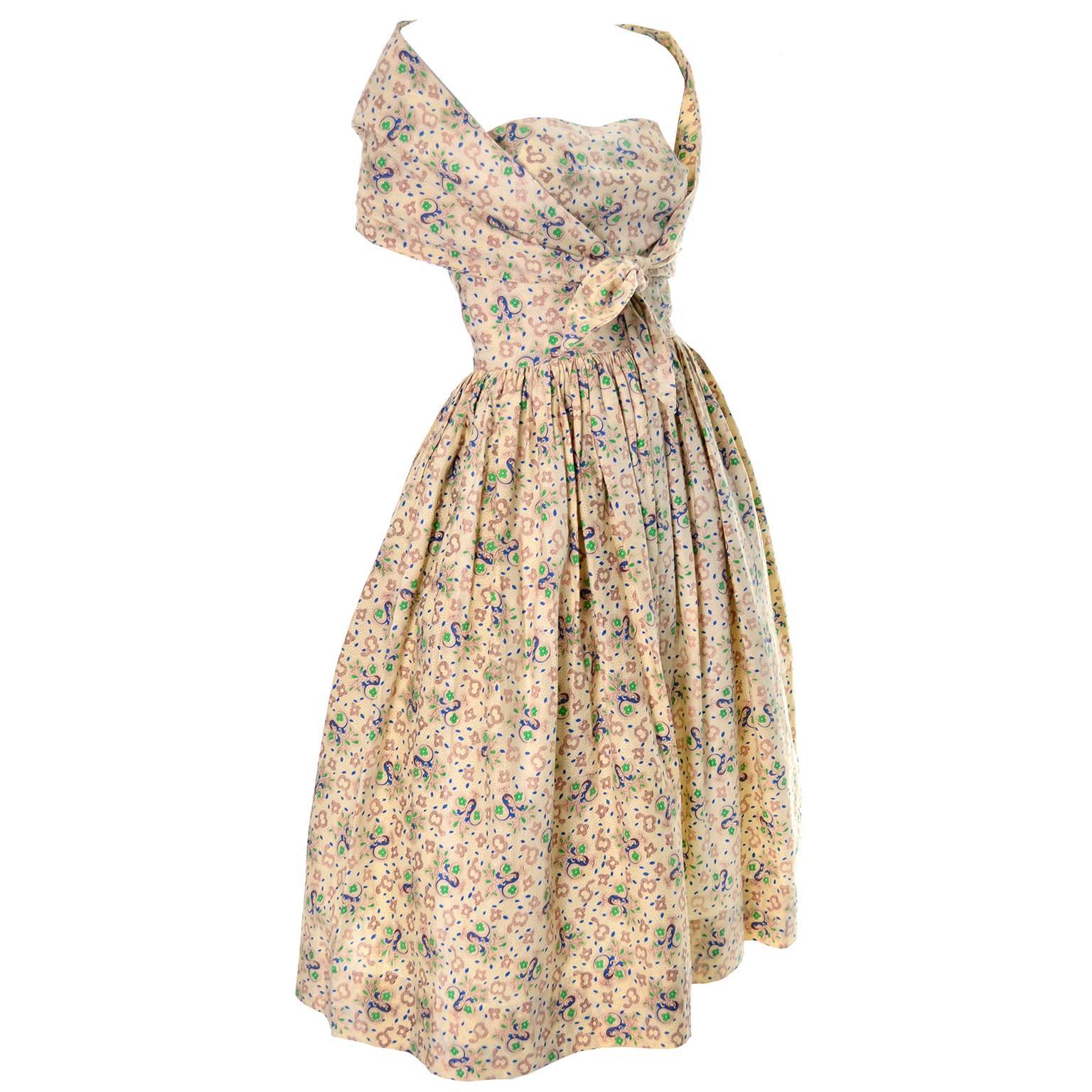 Carolyn Schnurer vintage dress 1950s Strapless Built in Shawl Wrap 4/6