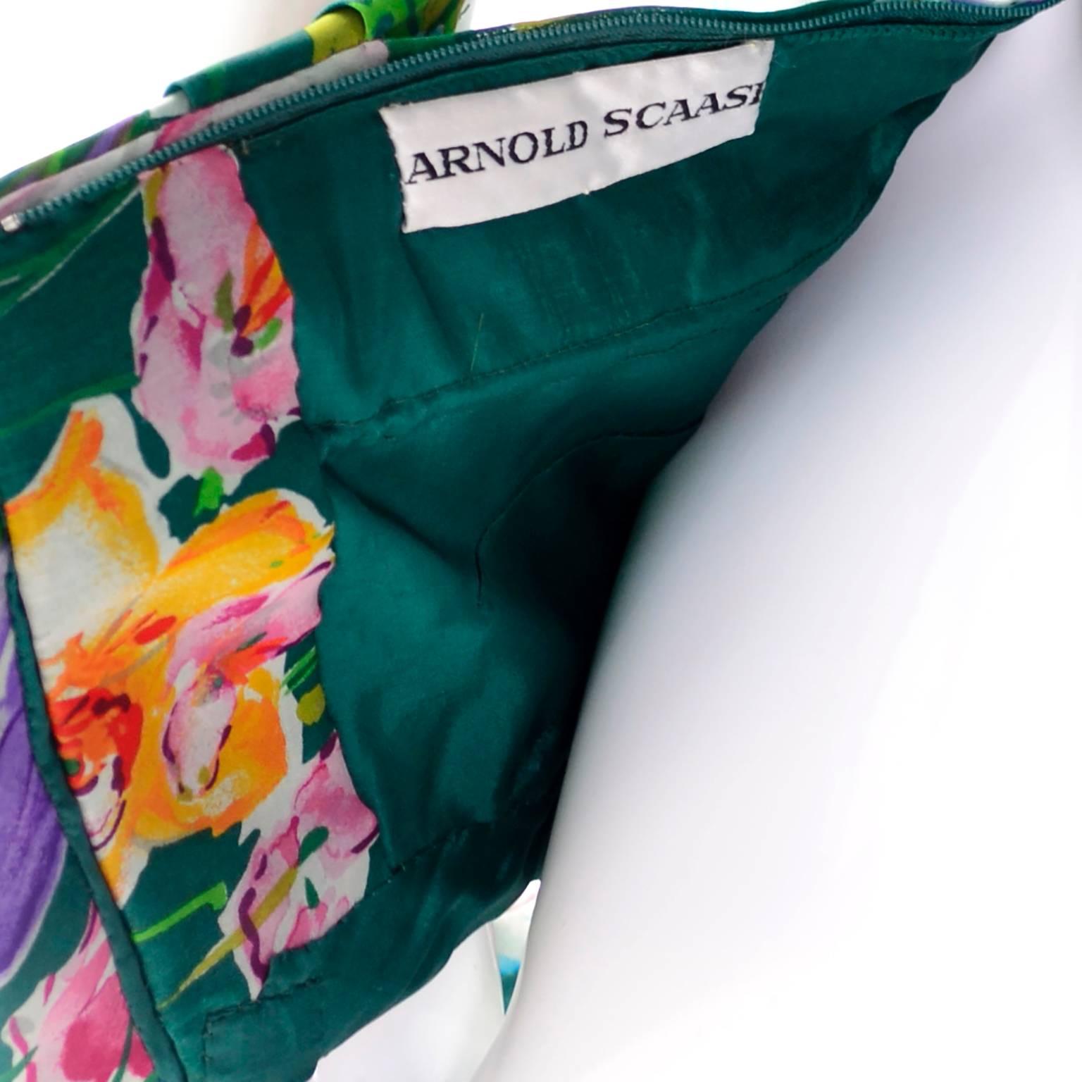 Arnold Scaasi Vintage schulterfreies Kleid aus geblümtem Organza über grüner Seide  im Angebot 1