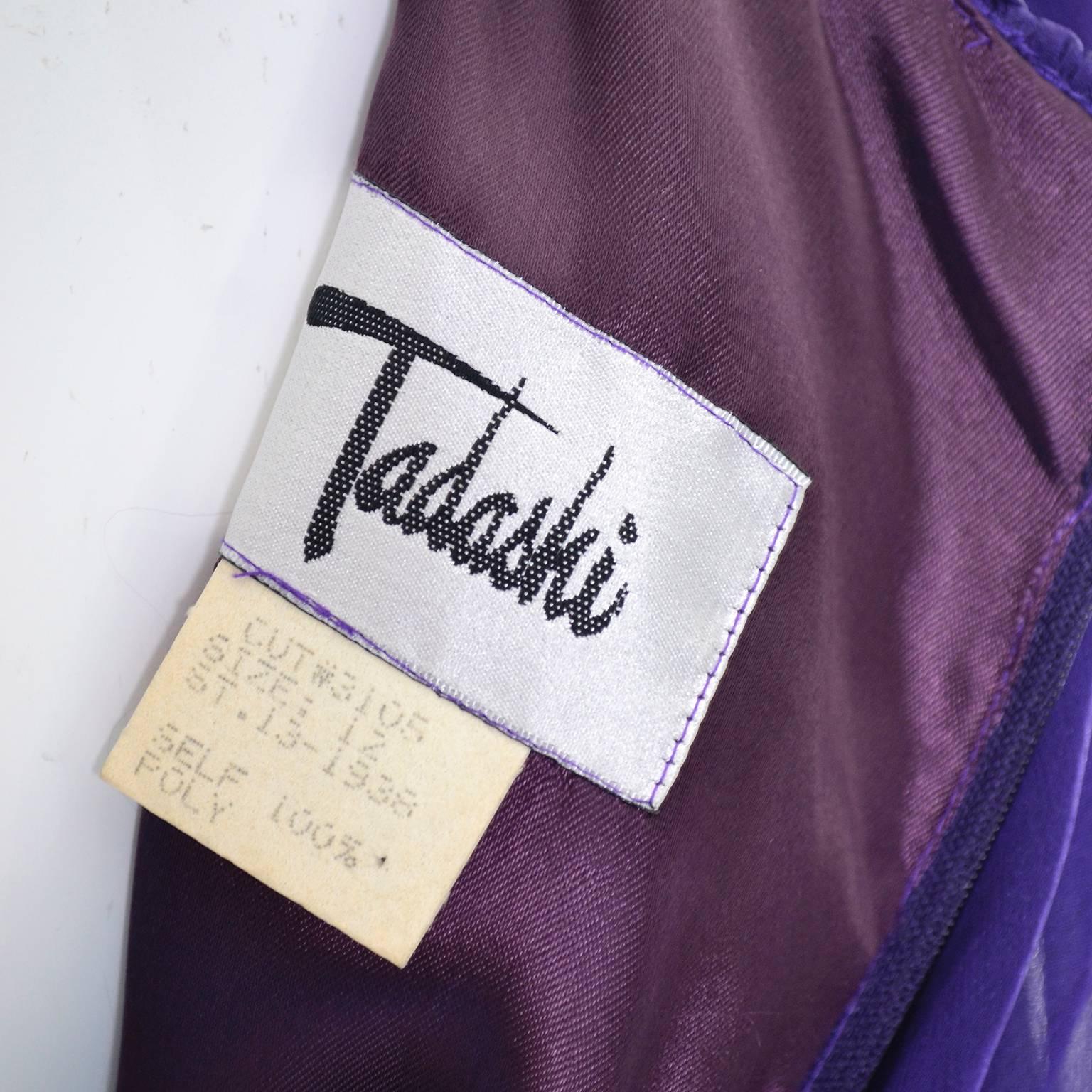 Dramatic Tadashi Shoji Vintage Dress Purple Sequins 1980s Size 12 2