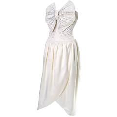 Nina Ricci Haute Boutique Paris Vintage Ivory Satin Dress Beading Sequins 5