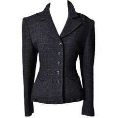 Sonia Rykiel Paris Used Wool Blend Windowpane Plaid Blazer Jacket
