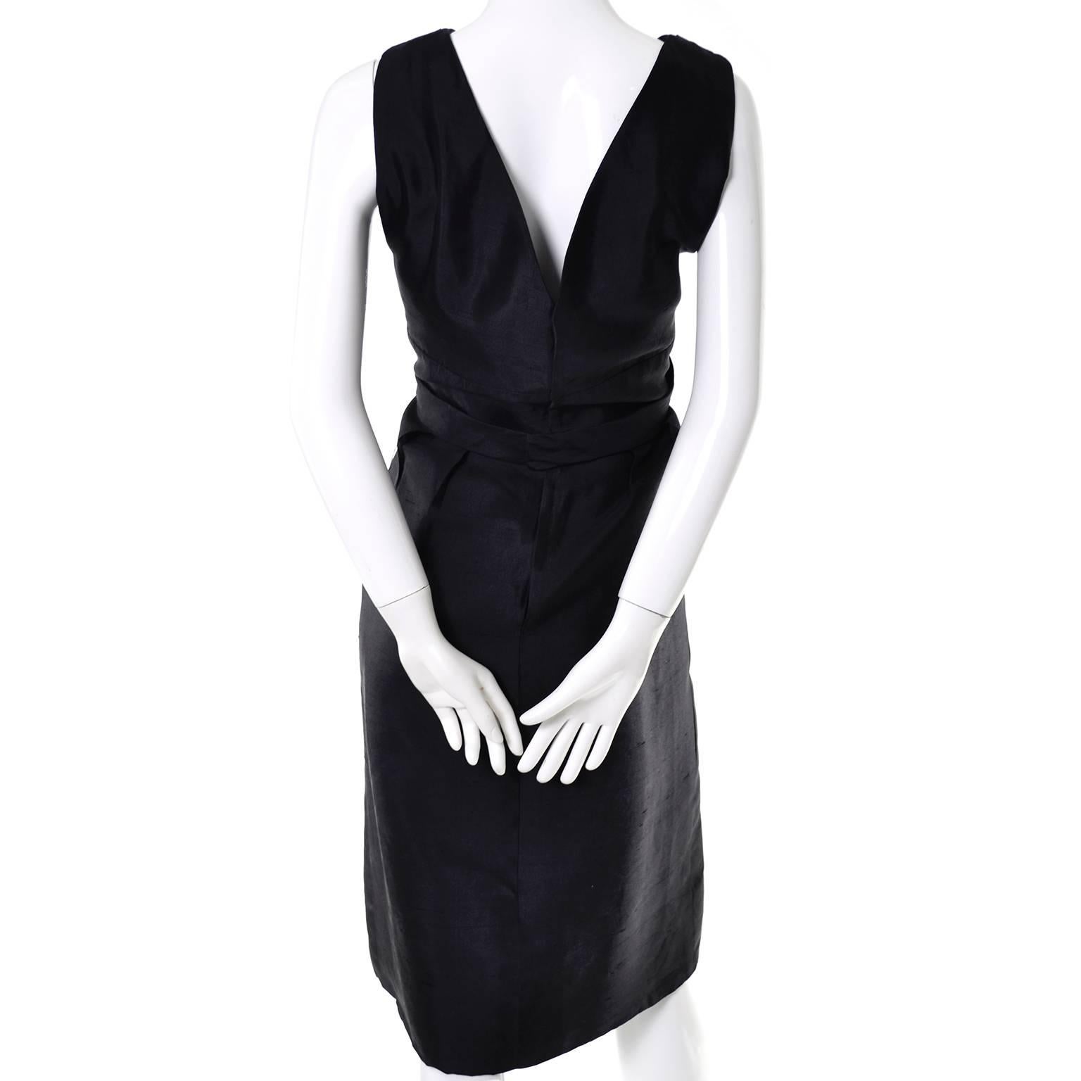 Vintage Little Black Cocktail Dress Adele Simpson Silk Bow  1