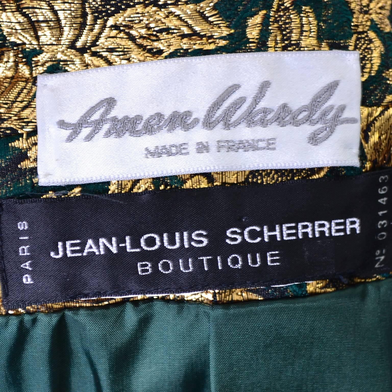 Jean-Louis Scherrer Numbered Boutique Vintage Silk Dress Gold Brocade Jacket 2