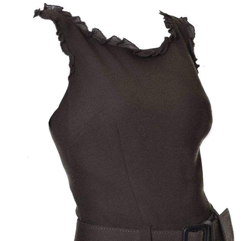Vintage Brown Zipper Belted Maxi Dress（Includes belt） main image 1