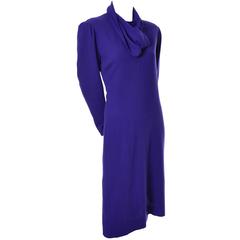 Purple Wool Pauline Trigere I Magnin Vintage Dress Scarf 12 1980s 6