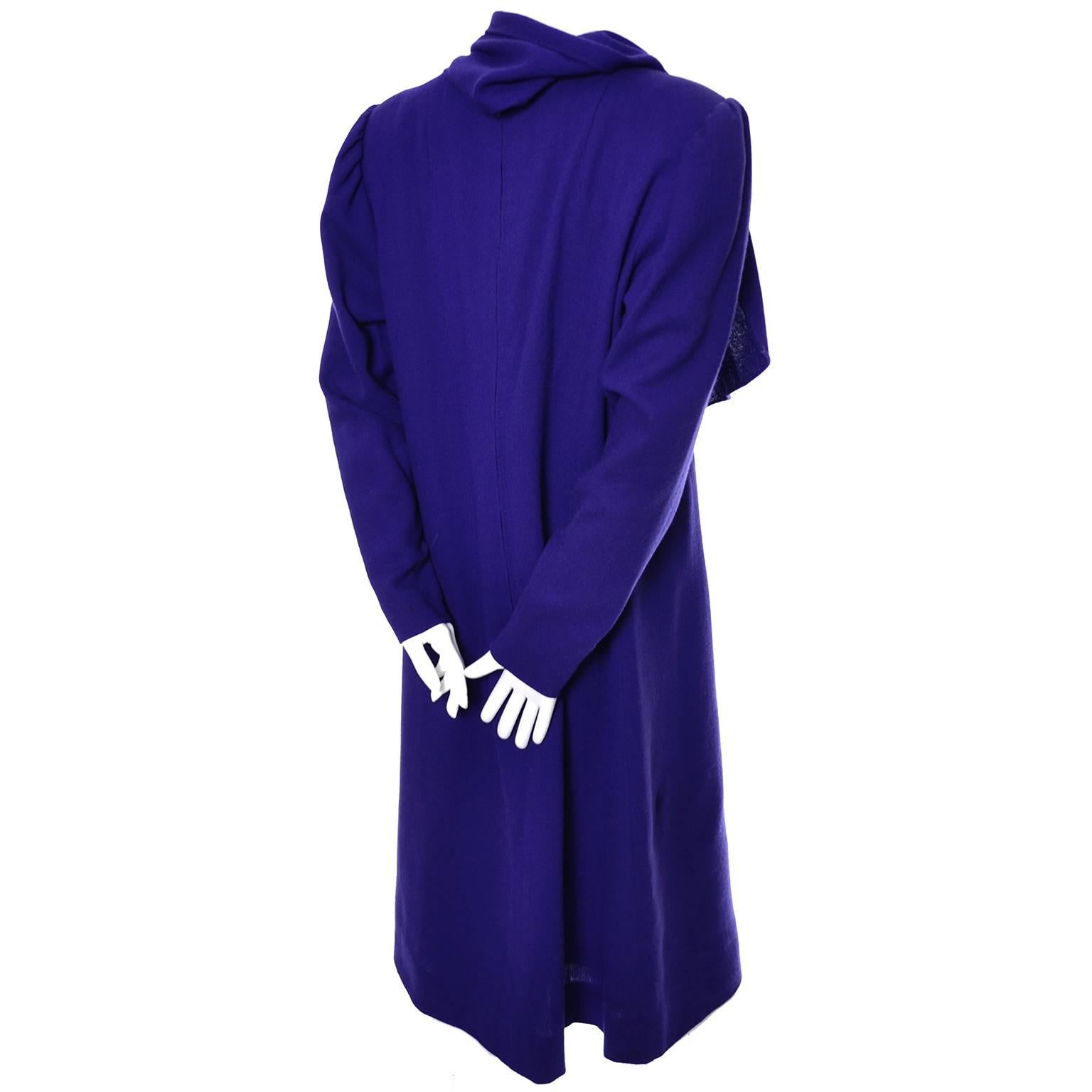 Purple Wool Pauline Trigere I Magnin Vintage Dress Scarf 12 1980s 1