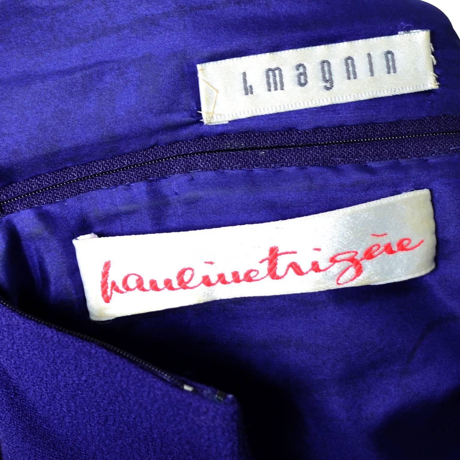 Purple Wool Pauline Trigere I Magnin Vintage Dress Scarf 12 1980s 5