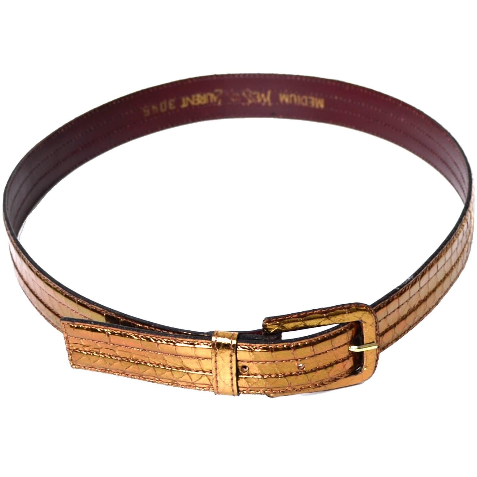 YSL Vintage Belt Yves Saint Laurent Copper Metallic Medium