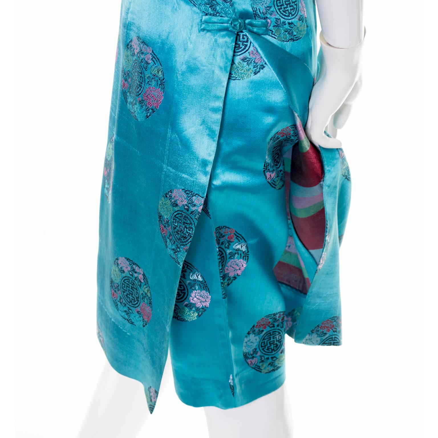 Alfred Shaheen 1950s Silk Asian Inspired Cheongam Dress And Bermuda Shorts 1