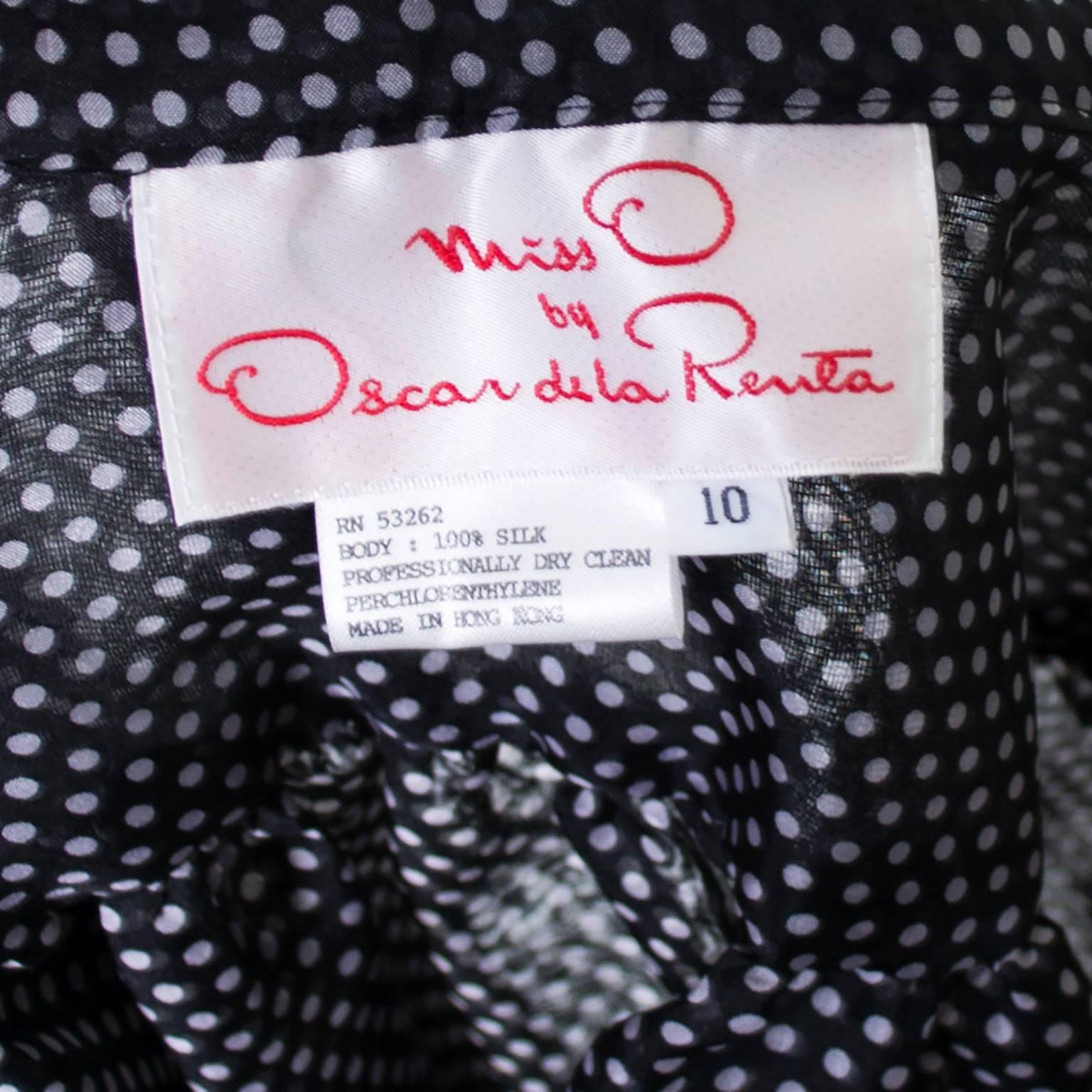 Women's Oscar de la Renta Vintage Silk Polka Dot Skirt New With Tags Deadstock 6/8