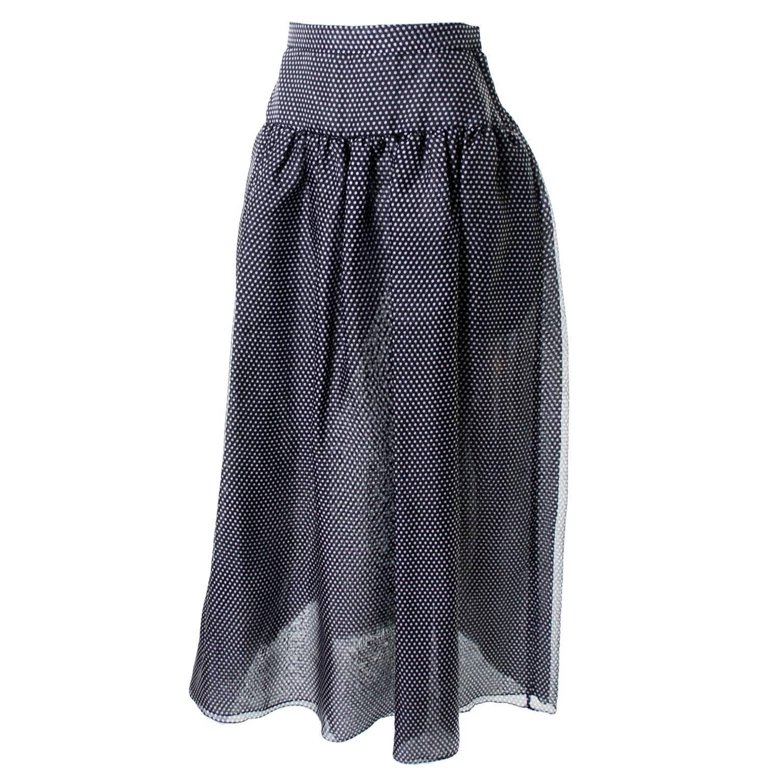 Oscar de la Renta Vintage Silk Polka Dot Skirt New With Tags Deadstock 6/8 In New Condition In Portland, OR