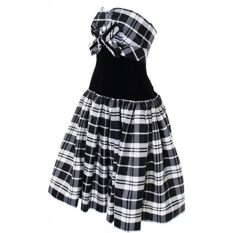 strapless plaid dress