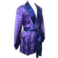 1930's Vintage Mens Smoking Jacket Shanghai China Deluxe Silk Satin Purple