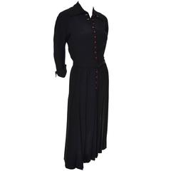 1940s Early Adele Simpson Vintage Dress Rare Pleat Details 6 1