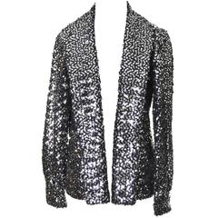 I Magnin Vintage Jacket Evening Wear Sequins Metallic Silver 34 to 38 Bust 1
