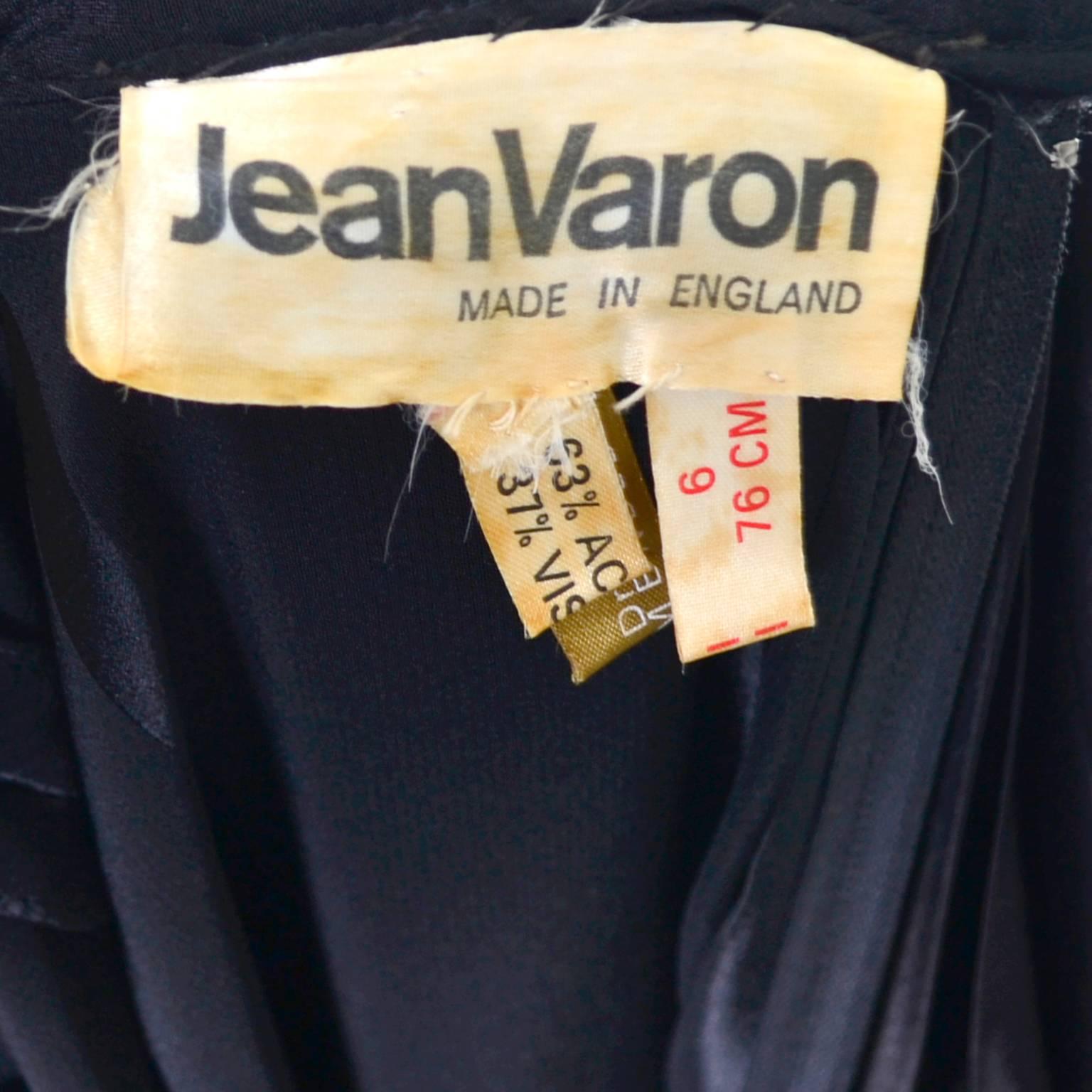 Black Elegant 1970s Jean Varon John Bates Vintage Skirt Evening Satin Long Size 8 For Sale