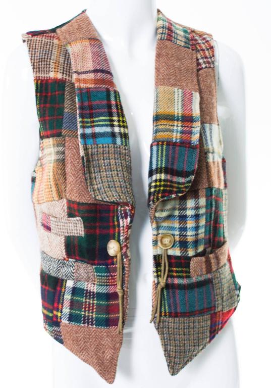 Ralph Lauren Tartan Plaid Wool Patchwork Vest Antler ...