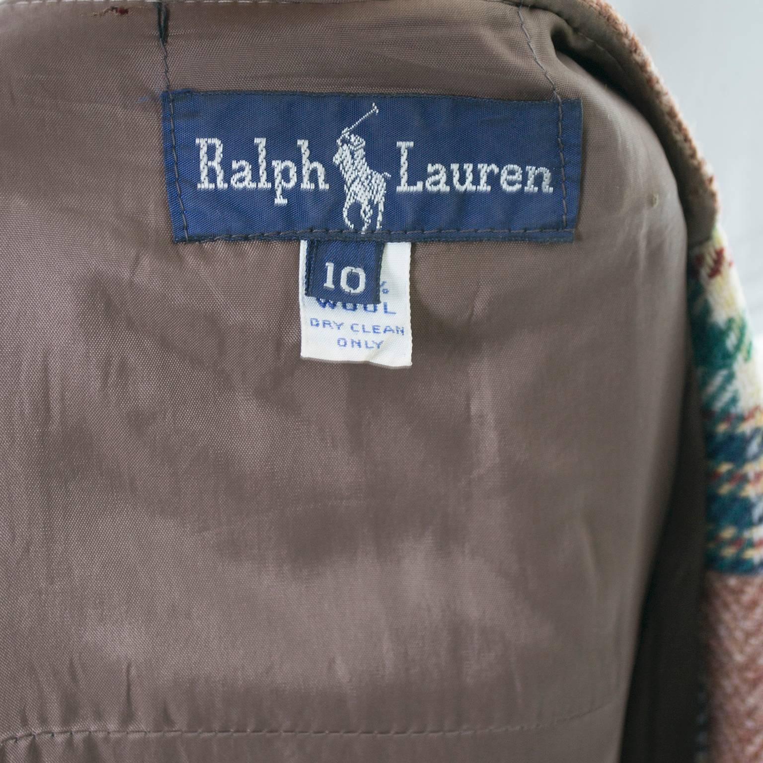 Ralph Lauren Tartan Plaid Wool Patchwork Vest Antler Buttons Early 1980s 8/10 4
