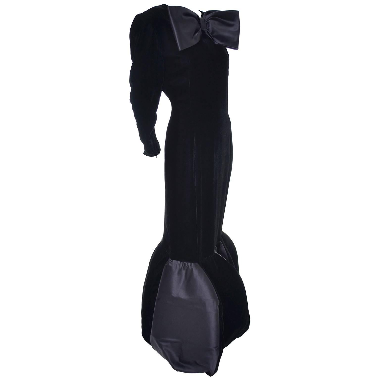 Avant Garde Givenchy Vintage Dress Black Velvet Statement Evening Gown 12