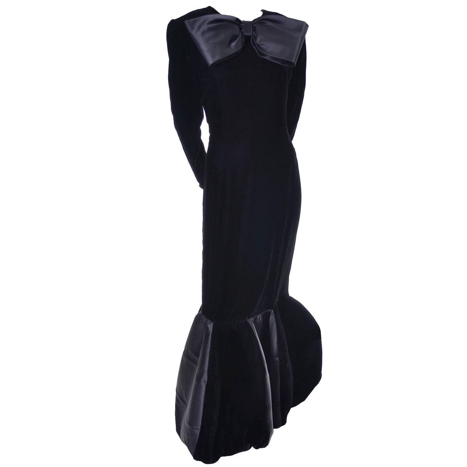 Women's Avant Garde Givenchy Vintage Dress Black Velvet Statement Evening Gown 12